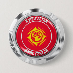 Badge Rond 7,6 Cm Emblème autour du Kirghizistan