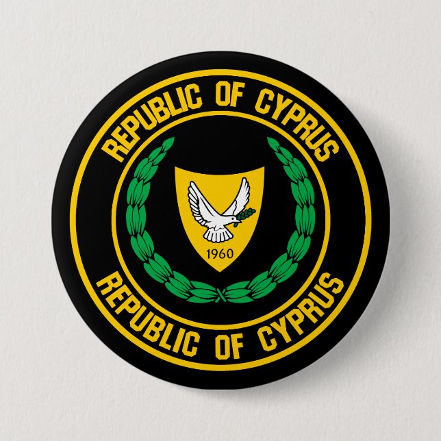 Badge Rond 7,6 Cm Emblème de Chypre (Devant)