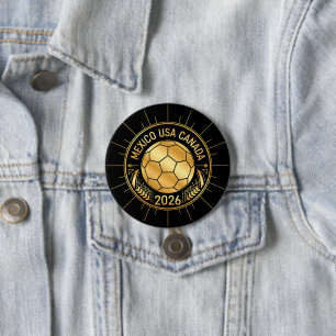 Badge Rond 7,6 Cm Emblème de football doré 2026 Mexique États-Unis