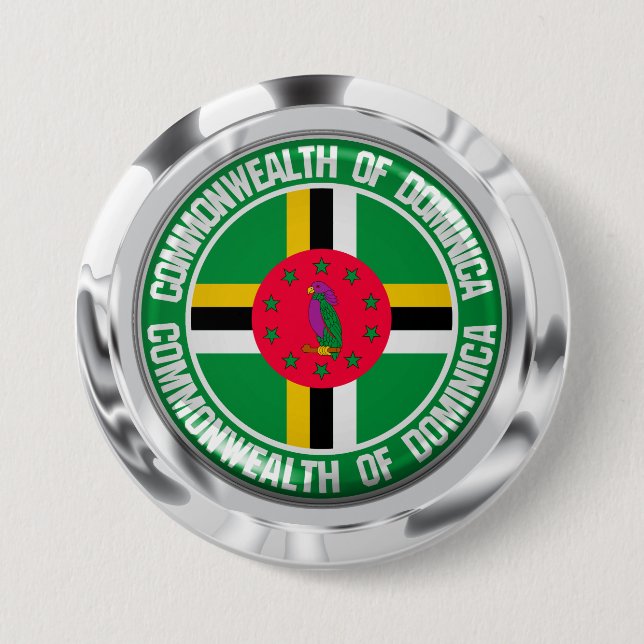 Badge Rond 7,6 Cm Emblème de la Dominique (Devant)
