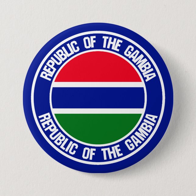 Badge Rond 7,6 Cm Emblème de la Gambie (Devant)