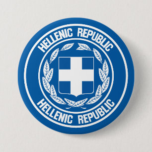 Badge Rond 7,6 Cm Emblème de la Grèce
