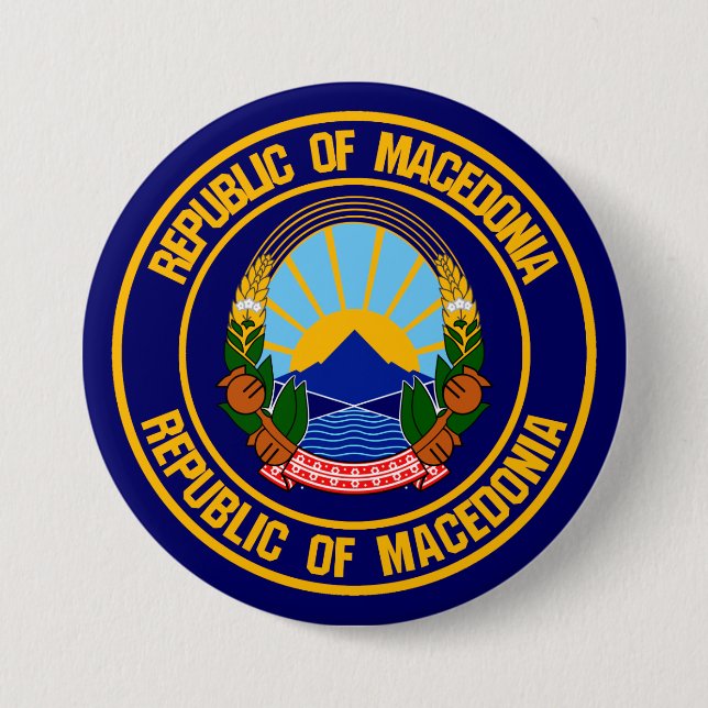 Badge Rond 7,6 Cm Emblème de la Macédoine (Devant)