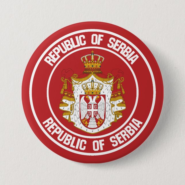 Badge Rond 7,6 Cm Emblème de la Serbie (Devant)