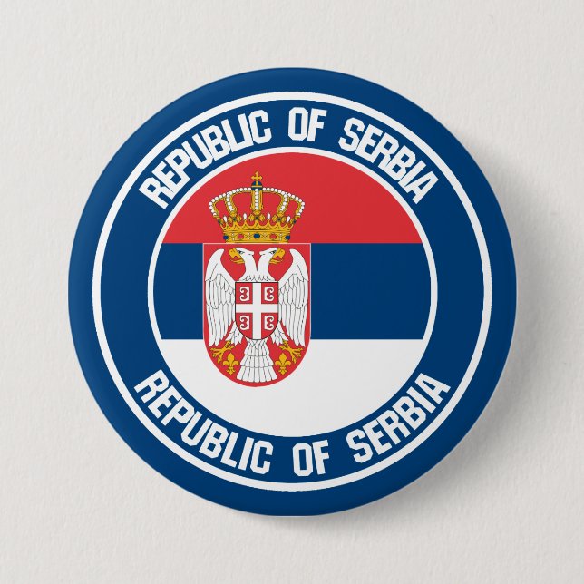 Badge Rond 7,6 Cm Emblème de la Serbie (Devant)
