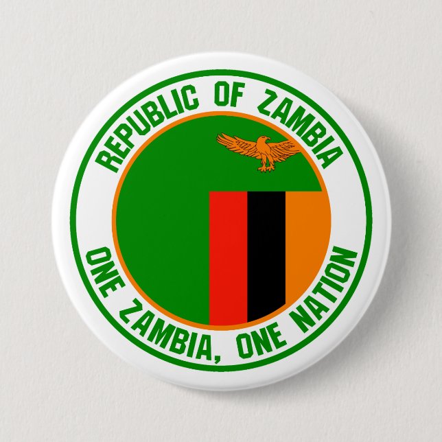 Badge Rond 7,6 Cm Emblème de la Zambie ronde (Devant)