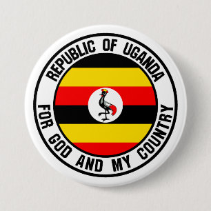 Badge Rond 7,6 Cm Emblème de l'Ouganda