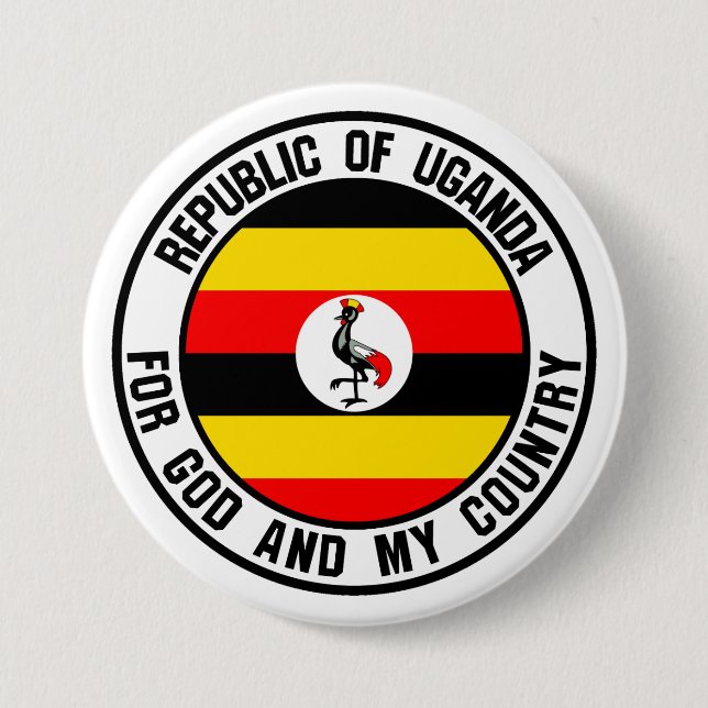 Badge Rond 7,6 Cm Emblème de l'Ouganda (Devant)