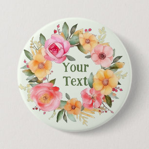 Badge Rond 7,6 Cm Emblème d'ordinateur portable à fleurs orange déli