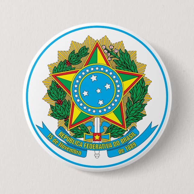Badge Rond 7,6 Cm emblème du brésil (Devant)