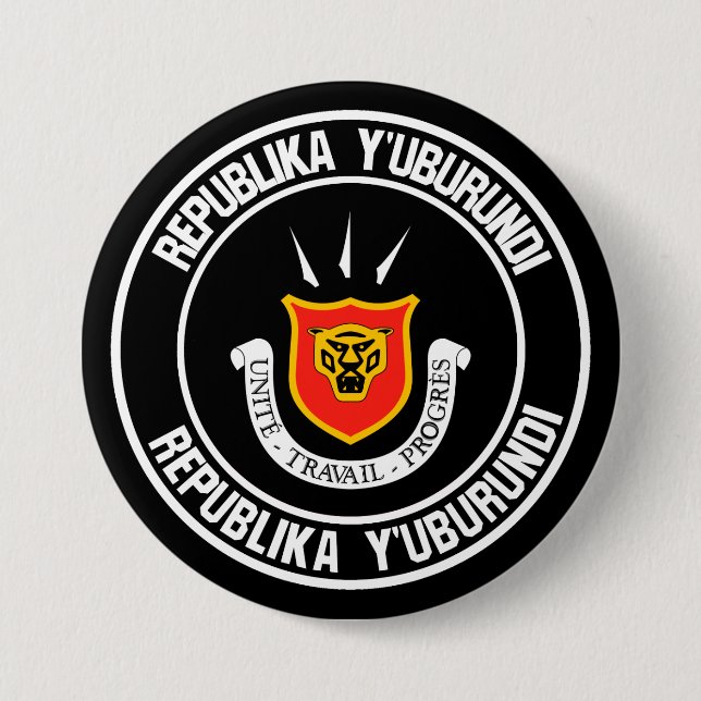 Badge Rond 7,6 Cm Emblème du Burundi (Devant)