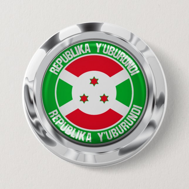 Badge Rond 7,6 Cm Emblème du Burundi (Devant)