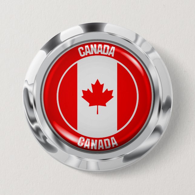 Badge Rond 7,6 Cm Emblème du Canada (Devant)