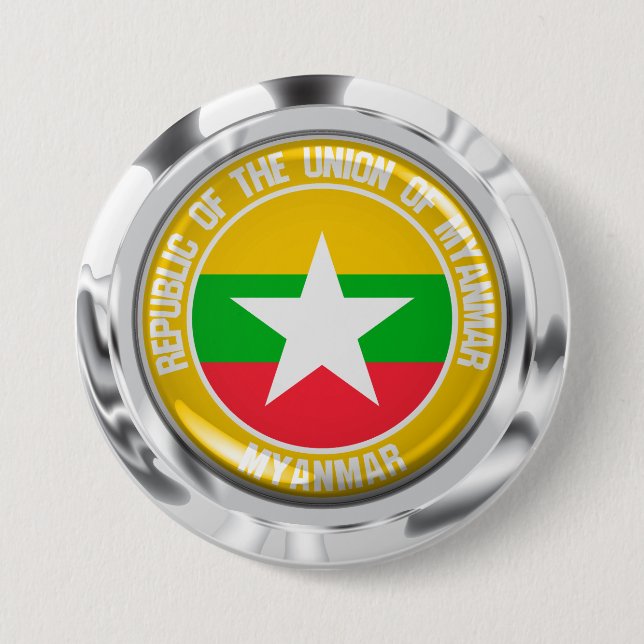 Badge Rond 7,6 Cm Emblème du cycle birman (Devant)
