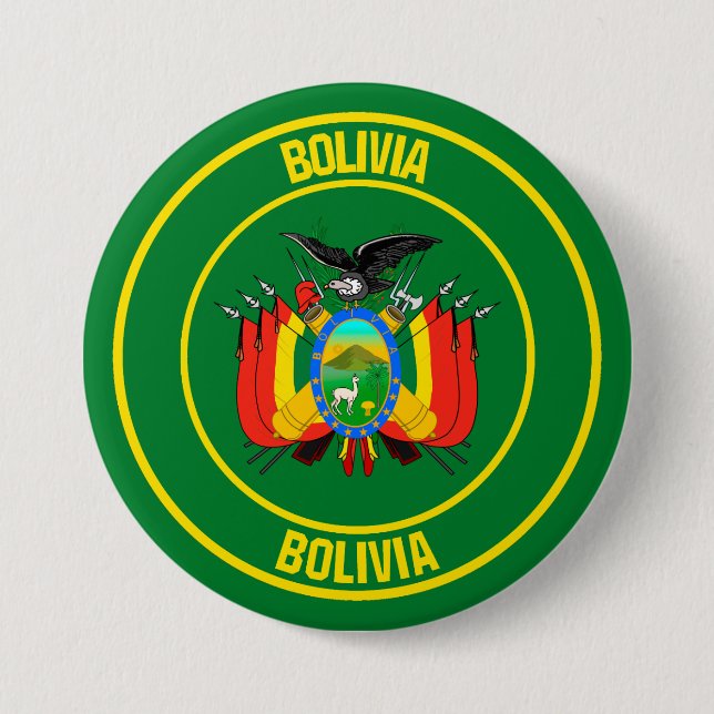 Badge Rond 7,6 Cm Emblème du cycle bolivien (Devant)