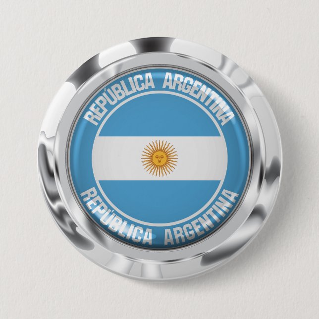 Badge Rond 7,6 Cm Emblème du cycle de l'Argentine (Devant)