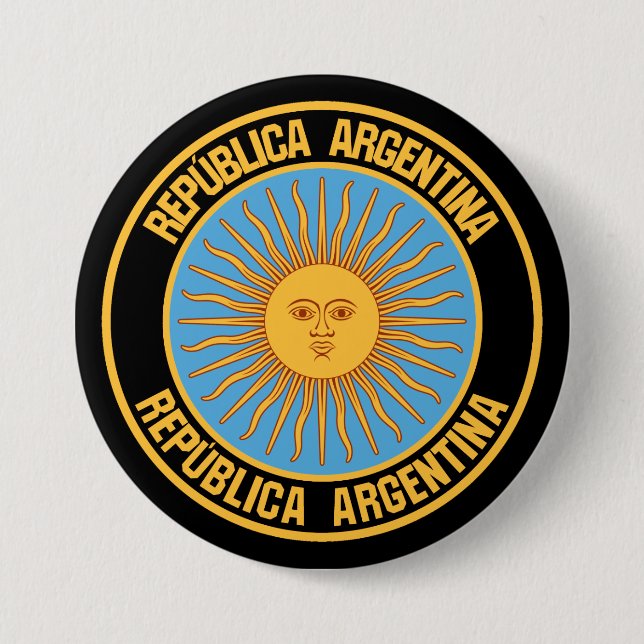 Badge Rond 7,6 Cm Emblème du cycle de l'Argentine (Devant)