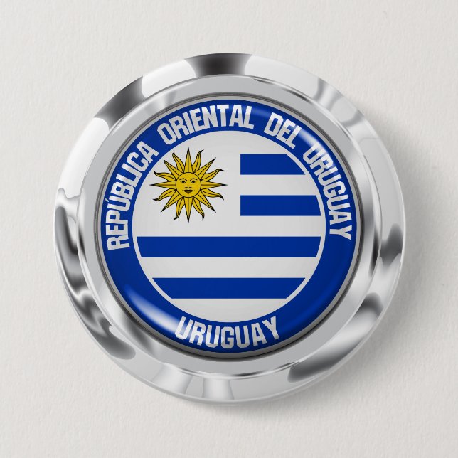 Badge Rond 7,6 Cm Emblème du Cycle d'Uruguay (Devant)