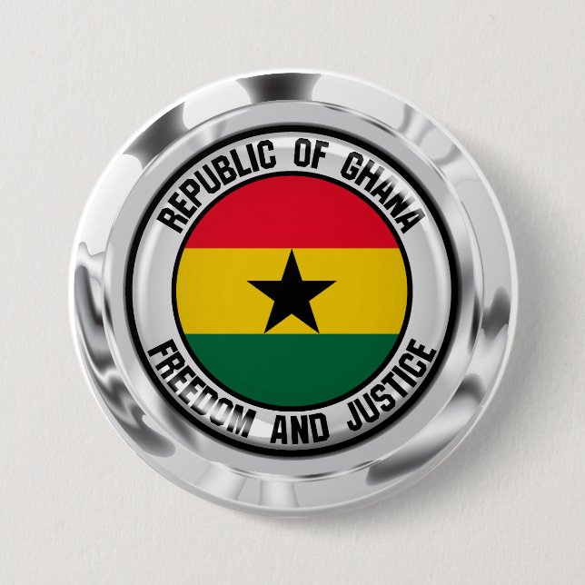 Badge Rond 7,6 Cm Emblème du Ghana (Devant)