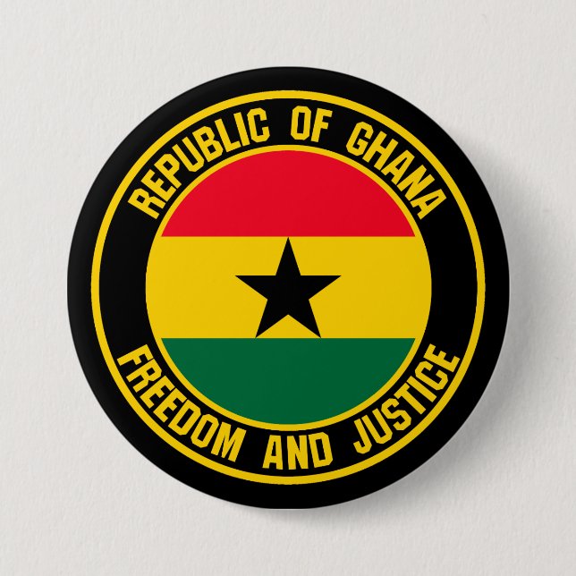 Badge Rond 7,6 Cm Emblème du Ghana (Devant)
