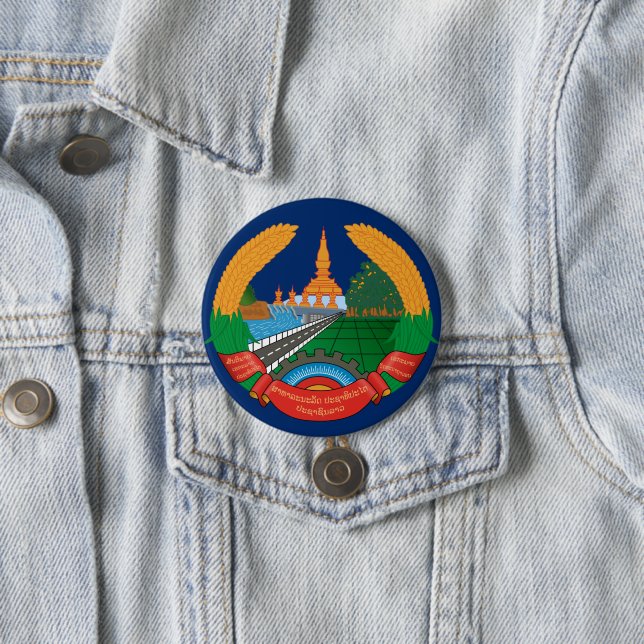 Badge Rond 7,6 Cm emblème du laos (En situation)