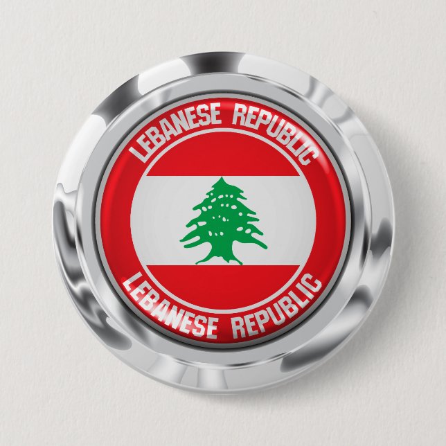 Badge Rond 7,6 Cm Emblème du Liban (Devant)