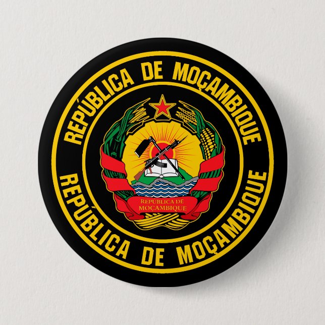 Badge Rond 7,6 Cm Emblème du Mozambique (Devant)