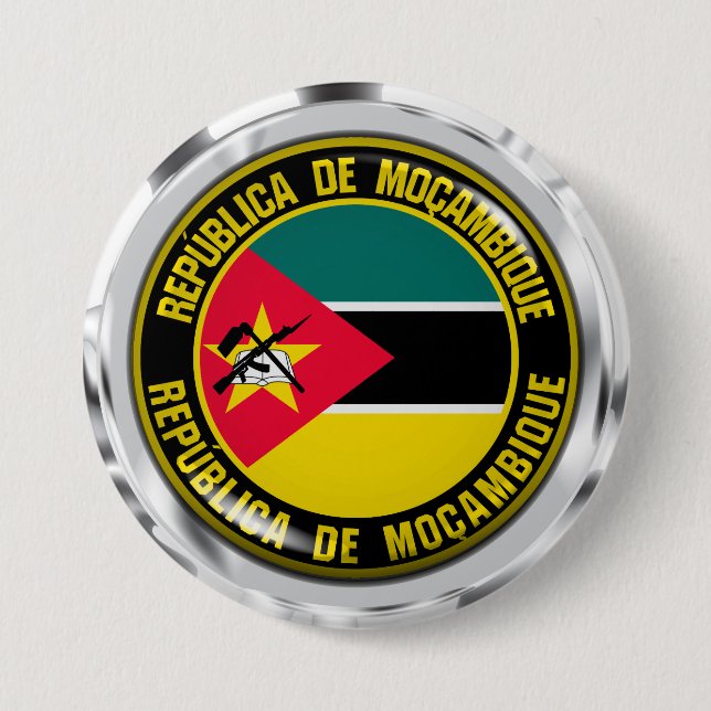 Badge Rond 7,6 Cm Emblème du Mozambique (Devant)