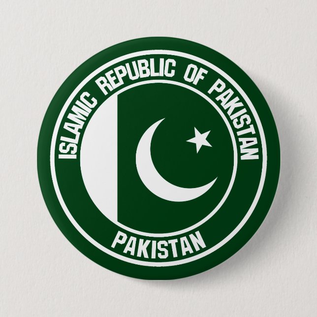 Badge Rond 7,6 Cm Emblème du Pakistan Round (Devant)