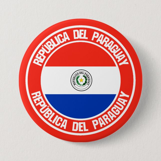 Badge Rond 7,6 Cm Emblème du Paraguay (Devant)