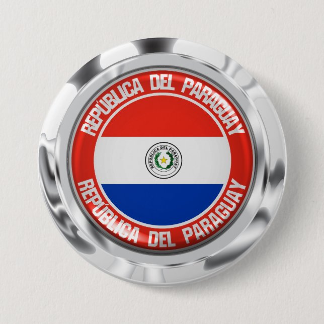 Badge Rond 7,6 Cm Emblème du Paraguay (Devant)