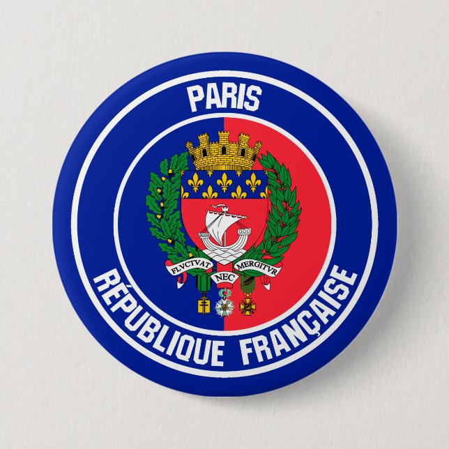 Badge Rond 7,6 Cm Emblème du Paris Round (Devant)