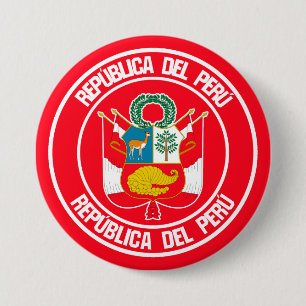 Badge Rond 7,6 Cm Emblème du Pérou