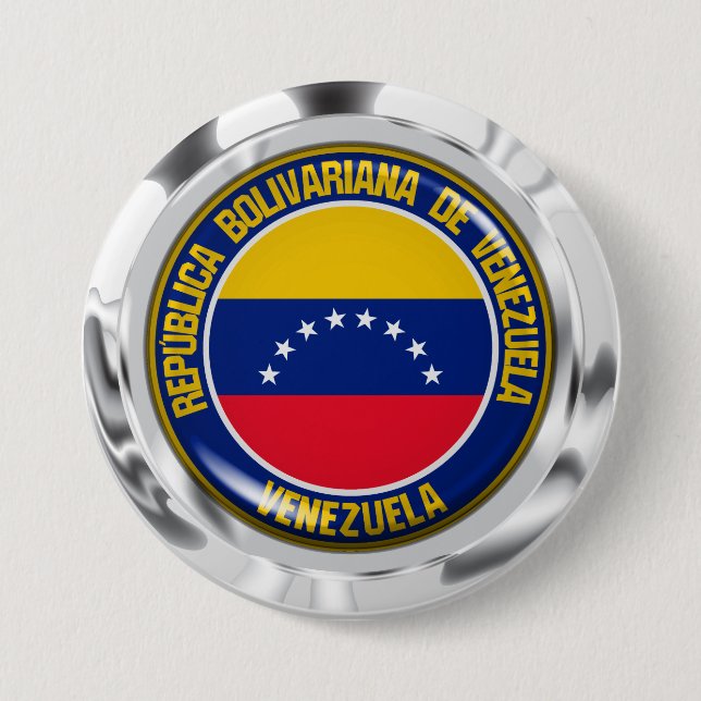 Badge Rond 7,6 Cm Emblème du Venezuela (Devant)