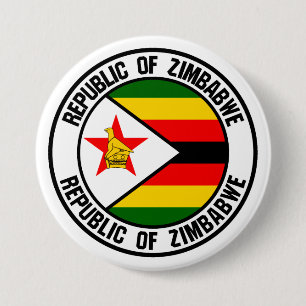 Badge Rond 7,6 Cm Emblème du Zimbabwe Round
