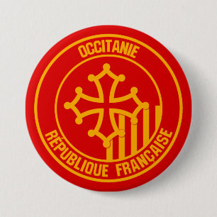 Badge Rond 7,6 Cm Emblème Occitanie ronde