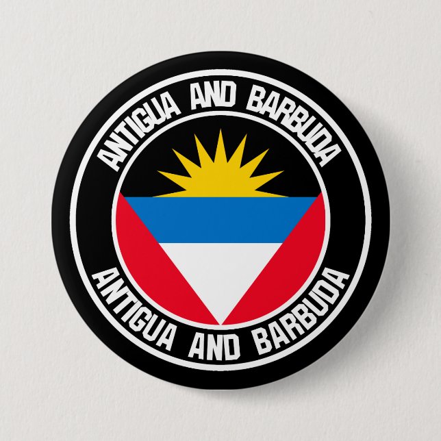 Badge Rond 7,6 Cm Emblème rond Antigua-et-Barbuda (Devant)