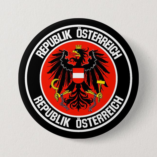 Badge Rond 7,6 Cm Emblème rond Autriche (Devant)