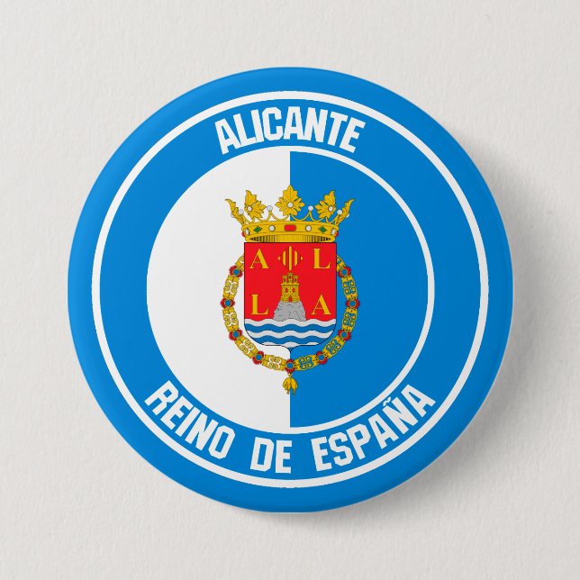 Badge Rond 7,6 Cm Emblème rond d'Alicante (Devant)