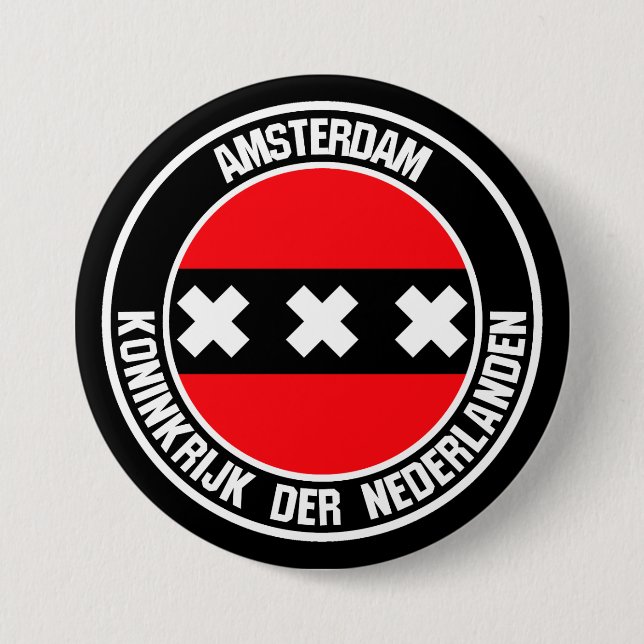 Badge Rond 7,6 Cm Emblème rond d'Amsterdam (Devant)