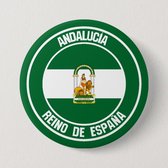 Badge Rond 7,6 Cm Emblème rond d'Andalucía (Devant)