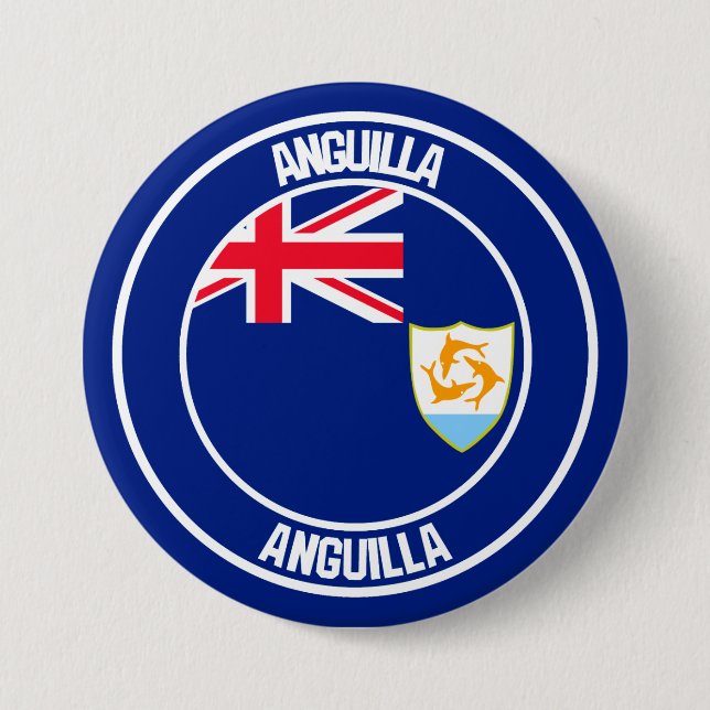 Badge Rond 7,6 Cm Emblème rond d'Anguilla (Devant)