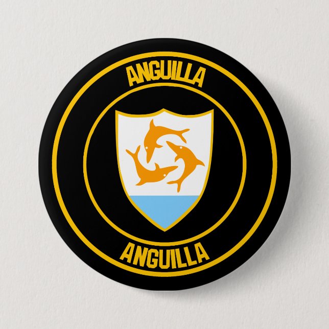Badge Rond 7,6 Cm Emblème rond d'Anguilla (Devant)