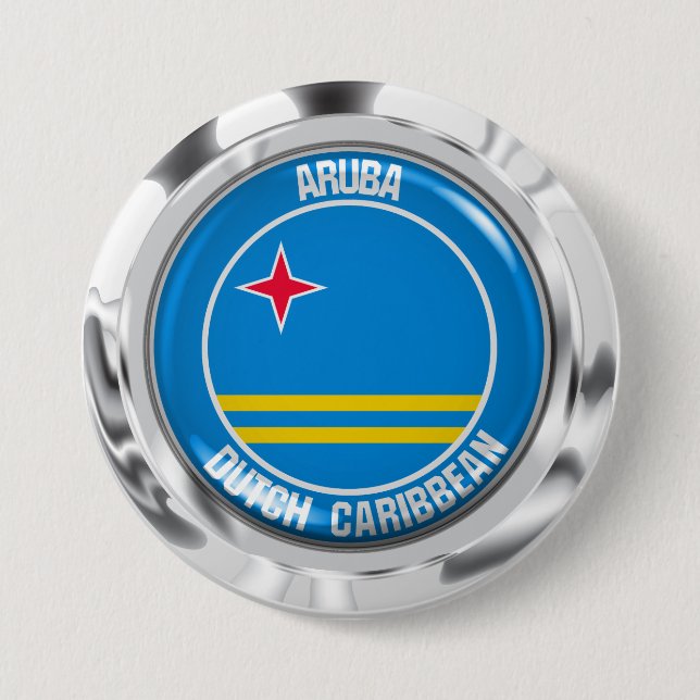 Badge Rond 7,6 Cm Emblème rond d'Aruba (Devant)