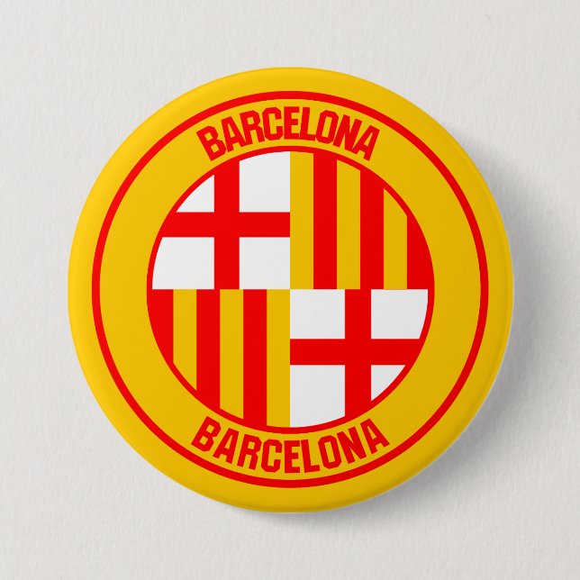 Badge Rond 7,6 Cm Emblème rond de Barcelone (Devant)