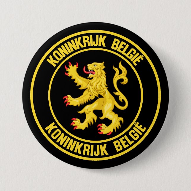 Badge Rond 7,6 Cm Emblème rond de Belgique (Devant)