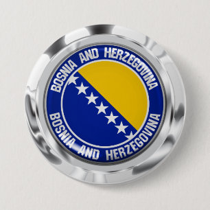 Badge Rond 7,6 Cm Emblème rond de Bosnie-Herzégovine