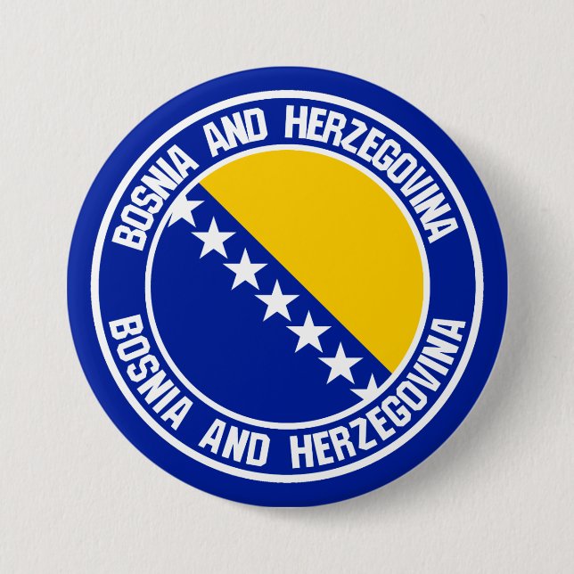 Badge Rond 7,6 Cm Emblème rond de Bosnie-Herzégovine (Devant)