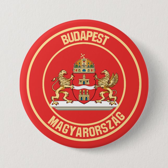 Badge Rond 7,6 Cm Emblème rond de Budapest (Devant)