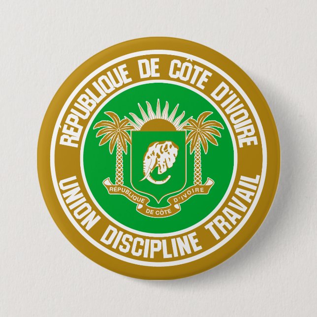 Badge Rond 7,6 Cm Emblème rond de Côte d'Ivoire (Devant)